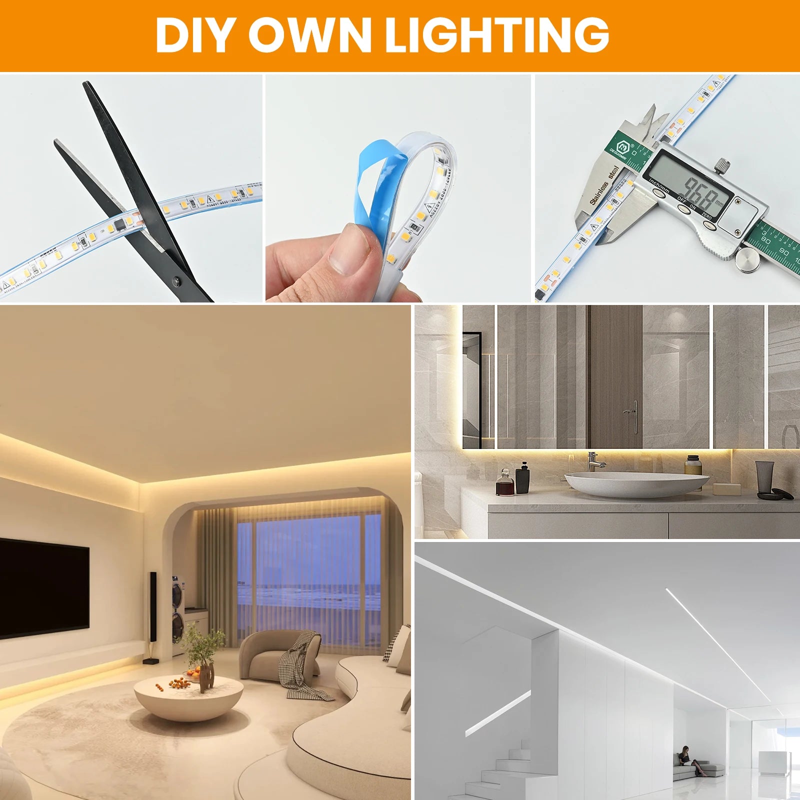 Tecnología LED de alto brillo para una iluminación más clara y eficiente. Diseño flexible y fácil de instalar en cualquier superficie.